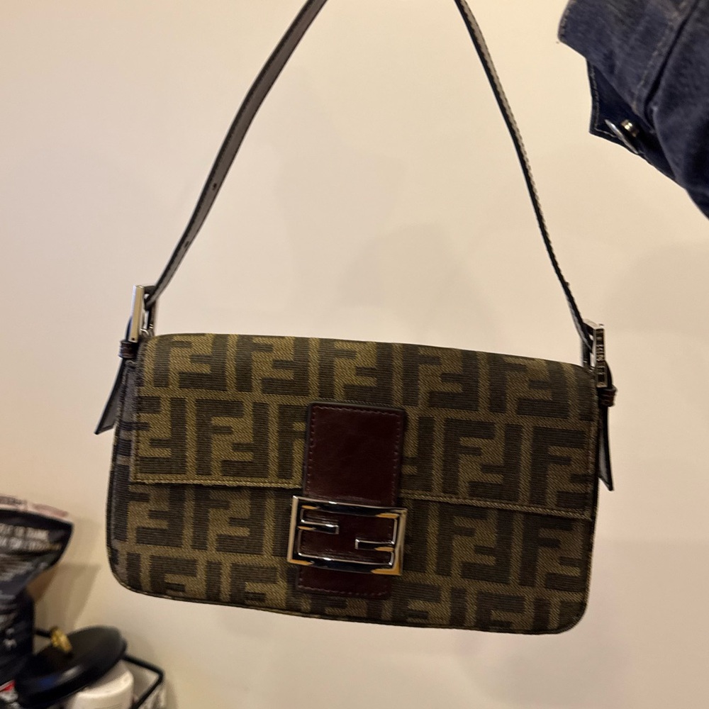 Fendi Black and Brown Logo Handbag